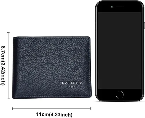 Vista 3 de LAORENTOU Carteras de cuero genuino para hombres caja de regalo billeteras delgadas para hombres tarjetas de crédito monederos regalo para el día