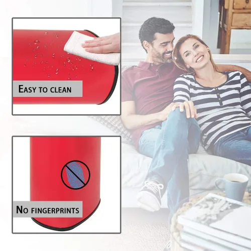 Vista 4 de Dkeli Basurero para cocina, baño, dormitorio, hogar, oficina, automático, sin tacto, de alta capacidad, con tapa, acero inoxidable cepillado, cubo
