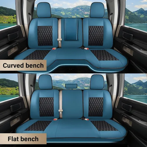 Vista 17 de Coverado Juego completo de fundas de asiento de ajuste personalizado para Chevy Silverado/GMC Sierra 2014-2018 1500, 2015-2019 2500HD 3500HD Negro