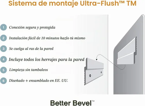Vista 8 de Better Bevel - Espejo redondo sin marco, espejo circular de pared de baño de 24 pulgadas de diámetro con borde biselado