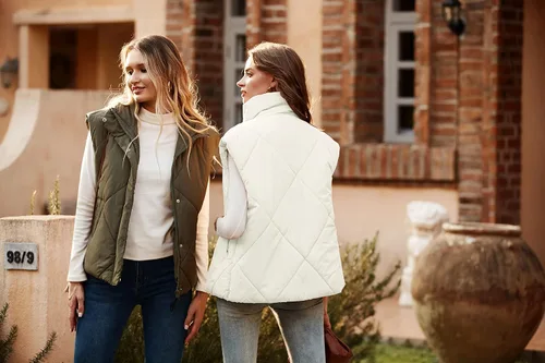 Vista 5 de MEROKEETY Chaleco acolchado de invierno para mujer 2024 con cuello alto, con cremallera, con bolsillos