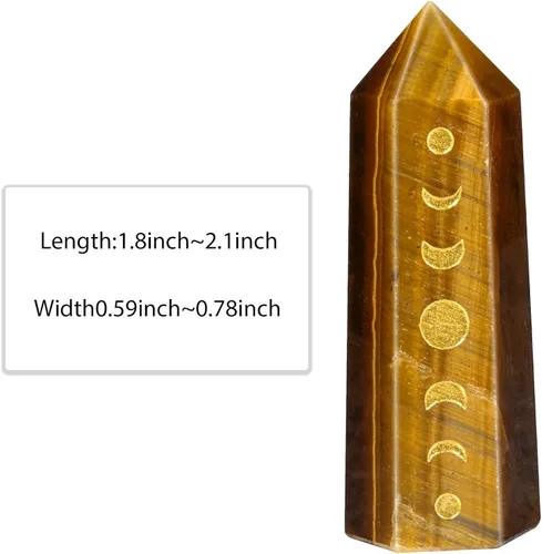 Vista 2 de Nupuyai Piedra de cristal curativa de ojo de tigre para meditación de chakras, terapia de reiki, decoración de varita de cristal para oficina