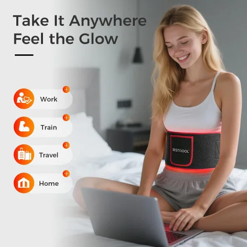 Vista 6 de BestQool Cinturón de Terapia de Luz Roja, Terapia de Luz Infrarroja y Terapia de Luz Roja para el Cuerpo, Almohadillas Envolventes Portátiles