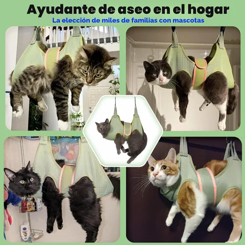 Vista 3 de Guzekier Arnés de hamaca de aseo para gatos, cortaúñas para gatos