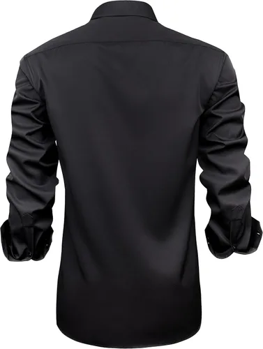 Vista 3 de J.Ver - Camisa de vestir para hombre, informal, manga larga, no se arruga, ajuste regular, elástica, con botones
