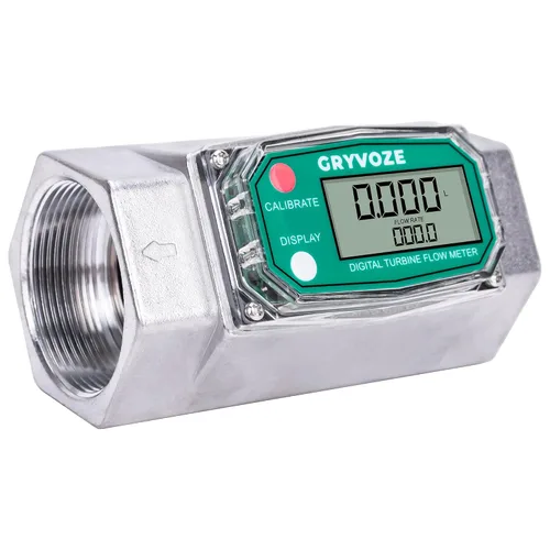Vista 9 de Medidor de flujo de combustible de turbina digital de 1 pulgada, medidor de flujo de rosca NPT en línea de 2.6-26 GPM con adaptadores de 3/4
