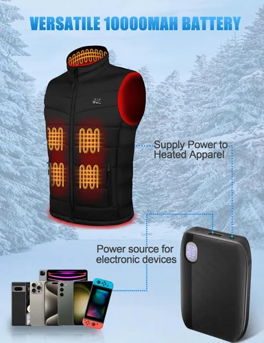 Vista 4 de Updated Lightweight Heated Vest for Men - Rechargeable Heating Vest with Large Capacity Battery Pack