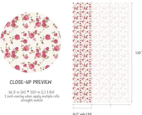 Vista 3 de Papel pintado Rosa Rosa