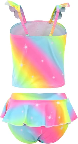 Vista 2 de Traje de baño de dos piezas de unicornio sirena bikinis tankini traje de baño para niñas pequeñas