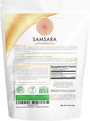 Vista 2 de Samsara Herbs Polyrhachis Black Ant Extract Powder - Extracto concentrado 20:1 (4 oz/114 g)