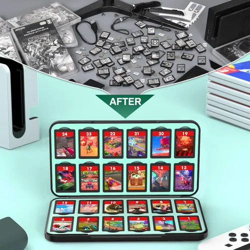 Vista 6 de CYKOARMOR Game Card Case Holder for Nitendo SwitchSwitch 2(2025) - Hard Shell Cartridge Case with 24 Game Slots & 24 Micro SD Card Slots, Portable