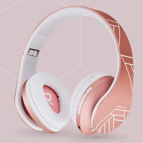Vista 4 de PowerLocus Auriculares inalámbricos P3 Negro x P2 Oro Rosa sobre la oreja