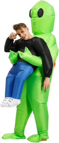 Vista 3 de Hacosoon Disfraz inflable de alienígena para adultos, disfraces inflables de Halloween para hombres y mujeres, disfraces divertidos