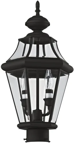 Vista 2 de Livex Lighting 2264-01 Georgetown - Cabezal de poste para exteriores con 2 luces, latón antiguo