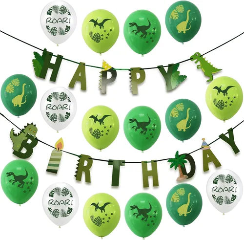 Vista 9 de Cartel de cumpleaños de dinosaurio – Cartel de feliz cumpleaños de dinosaurio, decoración de fiesta de cumpleaños con temática