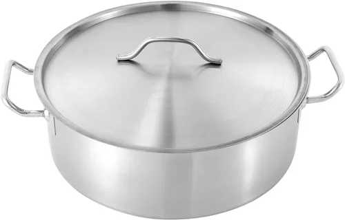 Vista 5 de Olla de acero inoxidable de 11 cuartos de galón con tapa, utensilios de cocina gruesos, olla de sopa de inducción resistente, olla grande