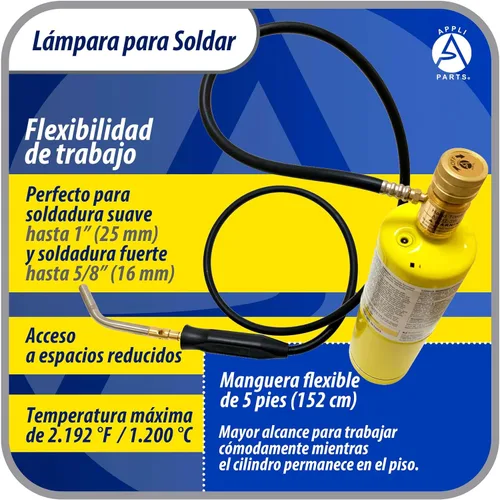 Vista 5 de Appli Parts APHT-3W Soplete de Mano de Una Hornilla con Manguera de 5 pies y Mango para Soldadura, Soldadura Fuerte y Soldadura con Latón