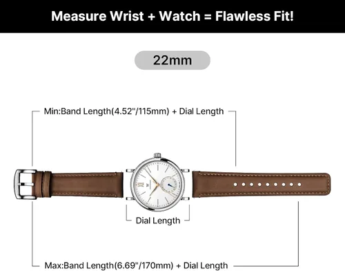 Vista 31 de Fullmosa Correa de reloj de liberación rápida de 0.866 in, 0.787 in y 0.709 in, bandas de cuero bruñido para Samsung Galaxy Watch/Garmin Watch
