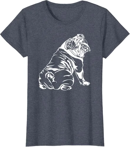 Vista 88 de Gracioso Bulldog Inglés playera perro Hund playera regalo, Azul (Heather blue)