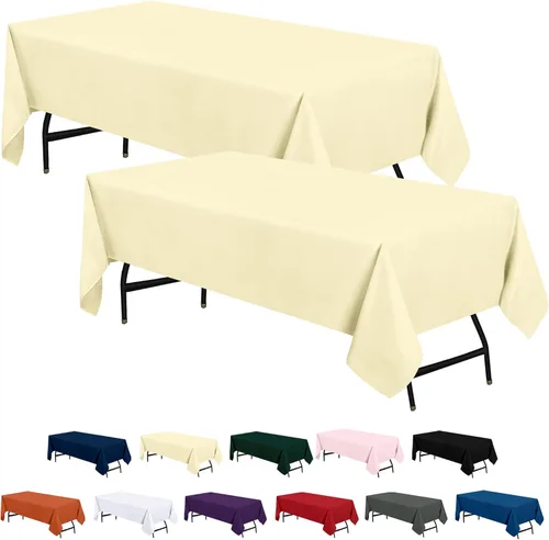 Vista 25 de Utopia Kitchen Mantel rectangular, 1 paquete, mantel lavable a máquina, mantel de poliéster para comedor, fiestas de bufé, pícnics, eventos, bodas