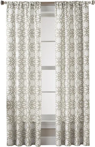 Vista 6 de CHF Lotus Harmony - Cortina con estampado geométrico, 63 pulgadas, lino