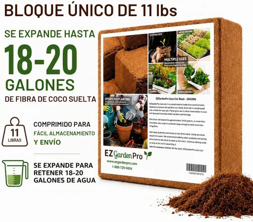 Vista 2 de UBICON Medio de cultivo de fibra de coco orgánica, bloque de 11 libras