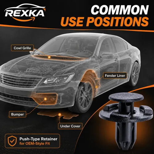 Vista 4 de Rexka 10 piezas Fender Liner Cowl Grille Parachoques Bajo Cubierta Clip de Empuje Tipo Retenedor Compatible con Nissan Infiniti 01553-05933