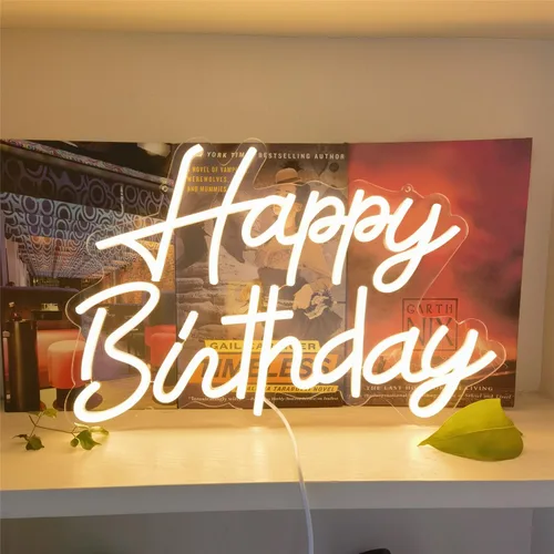 Vista 15 de Letrero de neón regulable y reutilizable para decoración de pared de fiesta de cumpleaños, luz LED USB para telón de fondo para decoración de fiesta