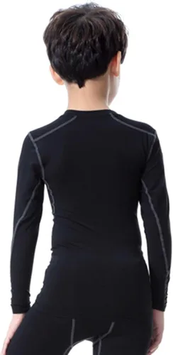 Vista 2 de Paquete de 1 o 3 camisetas de compresión para niños y jóvenes, camisetas deportivas de manga larga, para entrenamiento de fútbol, capa base