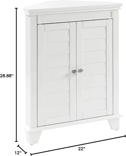 Vista 13 de Crosley Furniture Lydia - Armario de almacenamiento esquinero y organizador de baño con estantes, color blanco