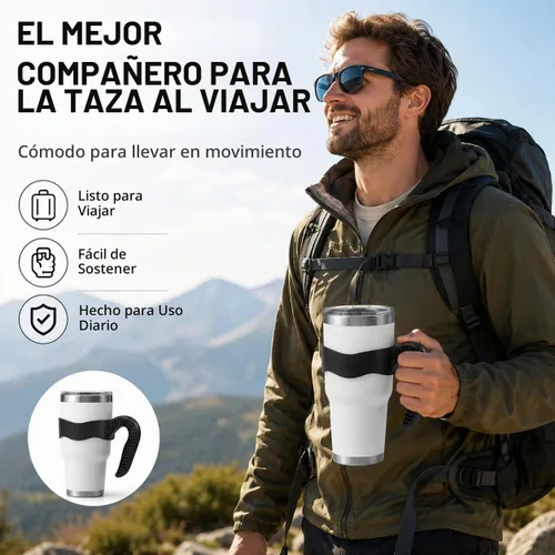 Vista 3 de Hyturtle 1 Pieza Mango Elegante y Funcional Negro para Vasos de 30 onzas - Compatible con Vasos YETI de 30 OZ - Agarre Seguro, Ligero, Apto