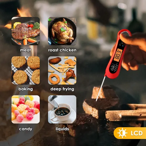 Vista 6 de Termómetro digital de carne, termómetro de lectura instantánea para cocinar a la parrilla, barbacoa, dulces, cocina, pavo, líquidos
