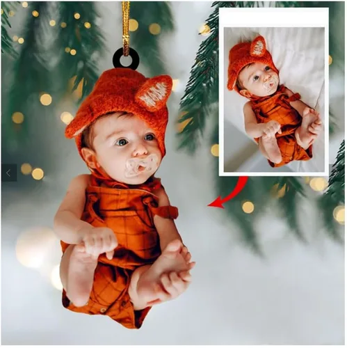 Vista 19 de Adorno personalizado para tu foto, adorno de mica con foto personalizada, adorno de Navidad familiar, adorno de Navidad familiar personalizado