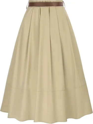 Vista 2 de Belle Poque Falda midi vintage con bolsillos para mujer, de cintura alta, plisada, con cinturón