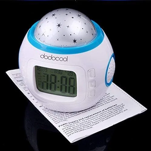 Vista 3 de Grandman Music Starry Star Sky Digital Led Projection Projector Alarm Clock Calendar Thermometer Horloge Reloj Despertador