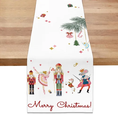 Vista 8 de Bonhause Camino de mesa de pan de jengibre de Navidad de 13 x 72 pulgadas, galletas de Navidad, decoración de mesa de comedor para interiores