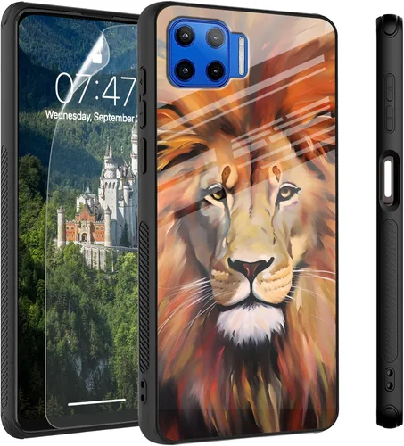 Vista 23 de Funda para Motorola Moto Edge 2022, cubierta trasera de vidrio templado con protector de pantalla, funda protectora a prueba de golpes para Motorola