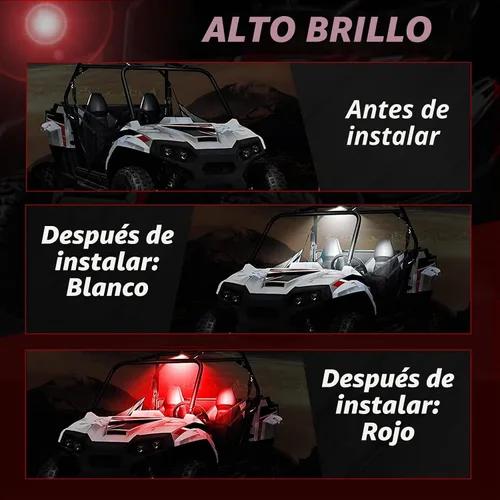 Vista 3 de OPP ULITE Switch UTV - Luz LED Doom de 6 unidades, blanco y rojo, 6 unidades, montaje en barra enrollable universal para interior de automóvil