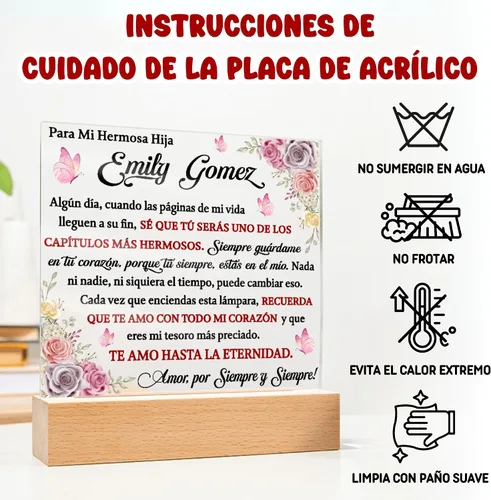 Vista 4 de Lampara De Amor Eterno Para Mi Hija En Español, Placa Personalizada De Graduación, Regalo De Graduación Para Mi Hija, Regalos De Graduación 2025