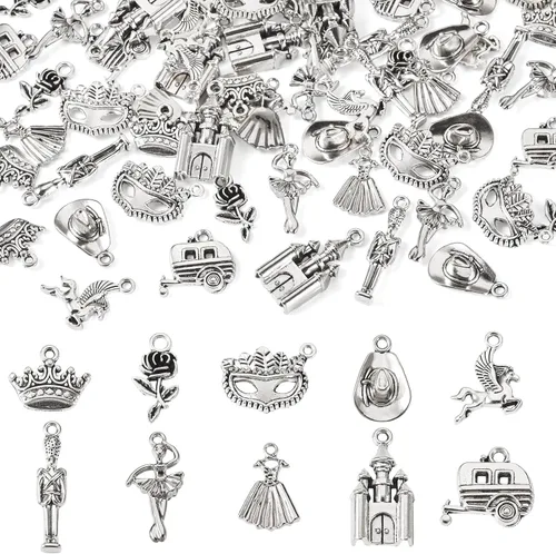 Vista 21 de Craftdady Colgantes de aleación de plata antigua estilo tibetano, bonitos dijes colgantes de metal, colgantes de animales vintage, dijes colgantes