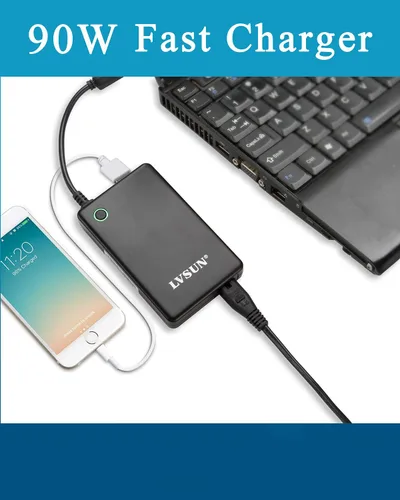 Vista 7 de Cargador universal para portátil con pantalla LCD de 90 W, adaptador de CA delgado cable de fuente de alimentación con puerto USB 5V2.1A