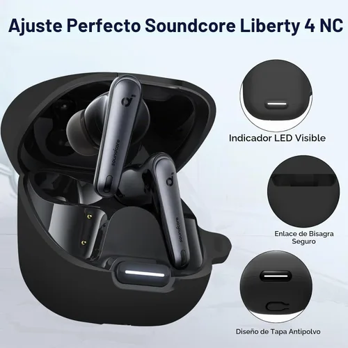 Vista 2 de Funda para Anker Soundcore Liberty 4 NC, silicona suave Negro
