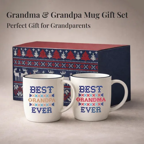 Vista 2 de Triple Gifffted Worlds Best Grandparents - Tazas de café para abuela y abuelo, ideas de regalos de nietos, nietos, nuevo anuncio de abuelos por