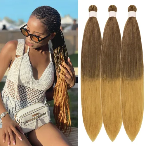 Vista 41 de Pelo corto negro trenzado preestirado de 14 pulgadas para trenzas sin nudos, pelo sintético 1B trenzado para trenzas Bob Box