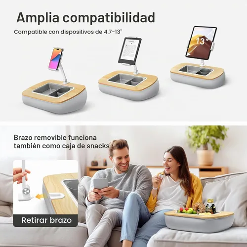 Vista 5 de ERGONOV Soporte de almohada para tableta con tazón de aperitivo, soporte