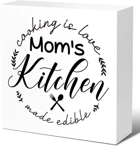 Vista 9 de LVQHI Letreros divertidos de madera para cocina, diseño de Kithcen de la abuela hecho con amor, caja de madera para estante de cocina, decoración
