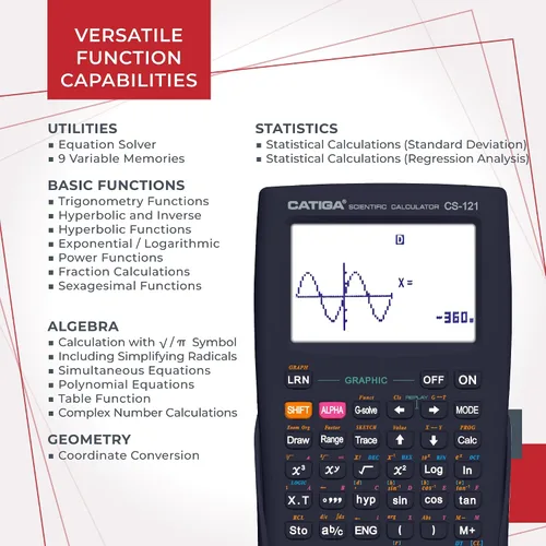 Vista 4 de Calculadora científica CATIGA con funciones gráficas, múltiples modos con interfaz intuitiva, perfecta para principiantes y cursos avanzados