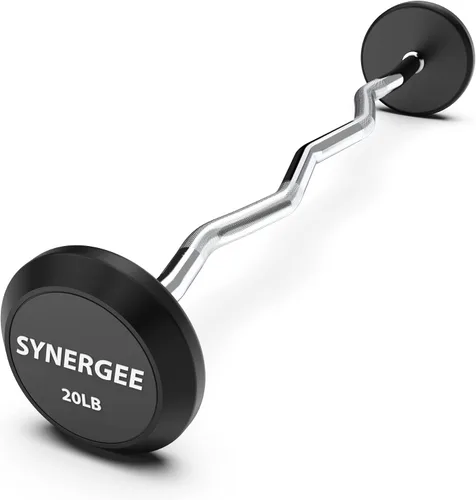 Vista 10 de Synergee Barra Fija Easy Curl Barra de Acero Curvada Pre-Ponderada con Pesas de Goma - Peso Fijo