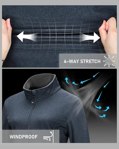 Vista 7 de 33,000ft Chaqueta ligera Softshell para mujer, con forro polar, rompevientos, impermeable, cálida para correr, golf, senderismo