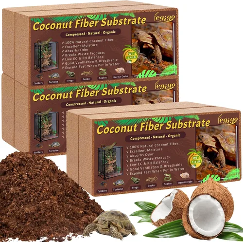 Vista 8 de Legigo 2 Pack Sustrato de fibra de coco comprimida - 100% fibra de coco orgánica en bloque para cama de reptiles, sustrato natural de cáscara